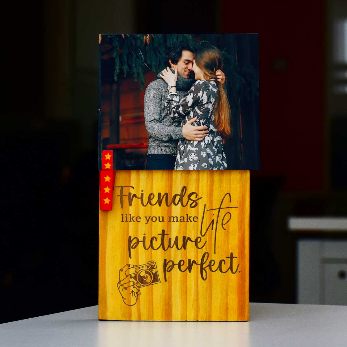 Personalized Friends Like You Engraved Wooden Block With Photo For Friends