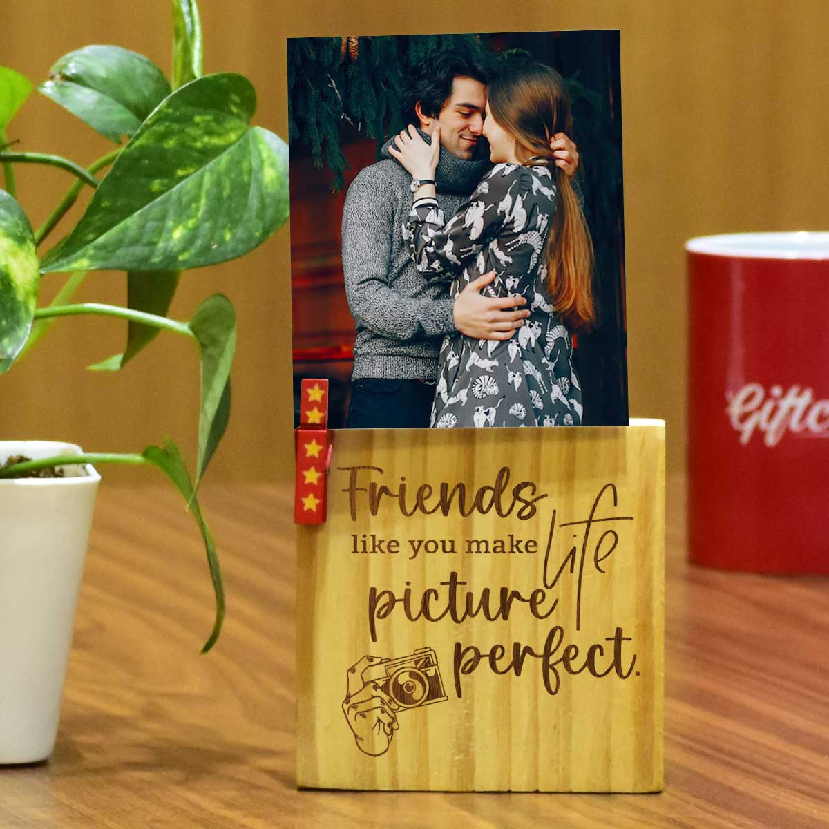 Personalized Friends Like You Engraved Wooden Block With Photo For Friends