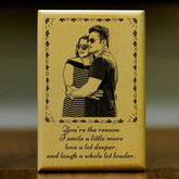 Personalized Smile, Love & Laugh Engraved Wooden Photo Frame Gift for Couple