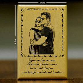 Personalized Smile, Love & Laugh Engraved Wooden Photo Frame Gift for Couple