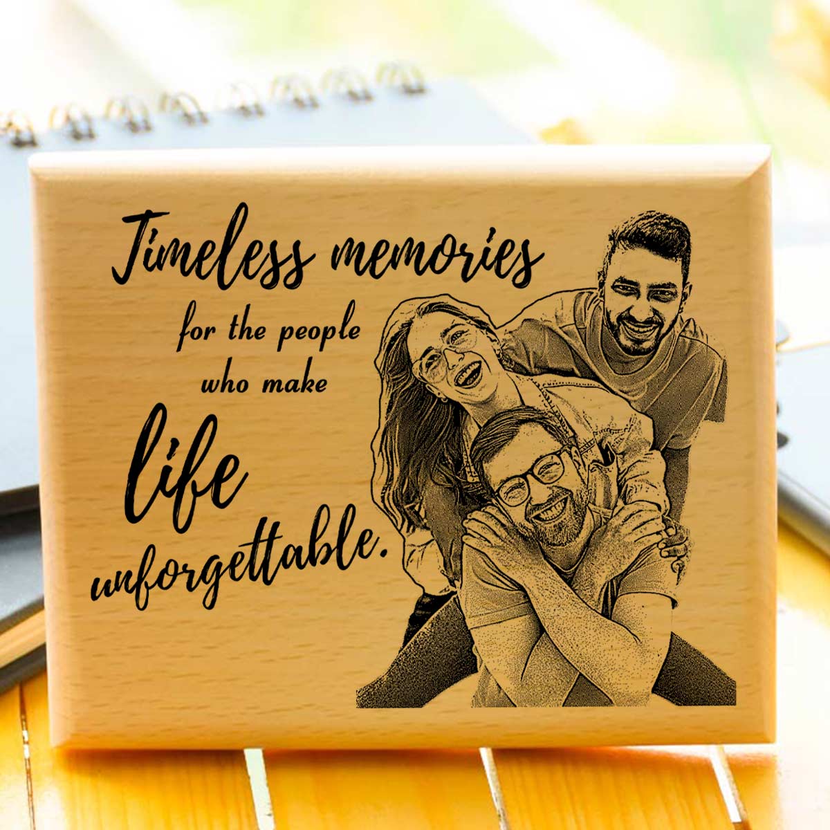 Personalized Life Unforgettable Engraved Wooden Photo Frame Gift for Friends