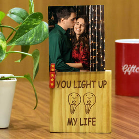 Personalized You Light Up My Life Wooden Block With Photo Gift For Couple, Boyfriend, Girlfriend