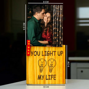 Personalized You Light Up My Life Wooden Block With Photo Gift For Couple, Boyfriend, Girlfriend