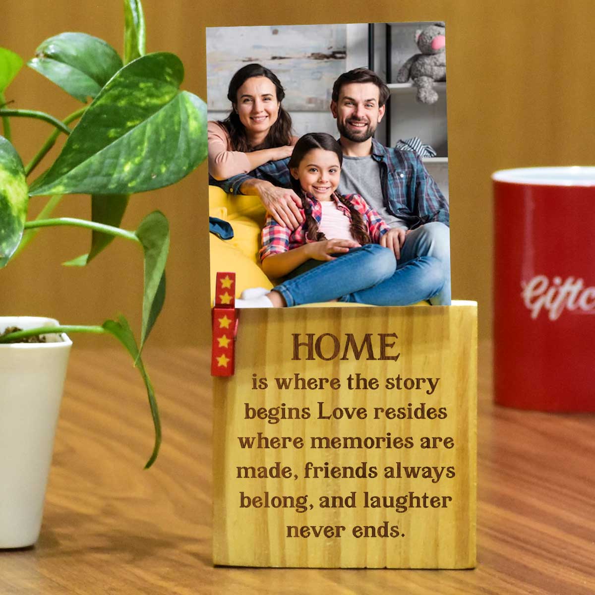 Customized Home Is Where The Story Begins Wooden Block With Photo Gift For Family, Parents