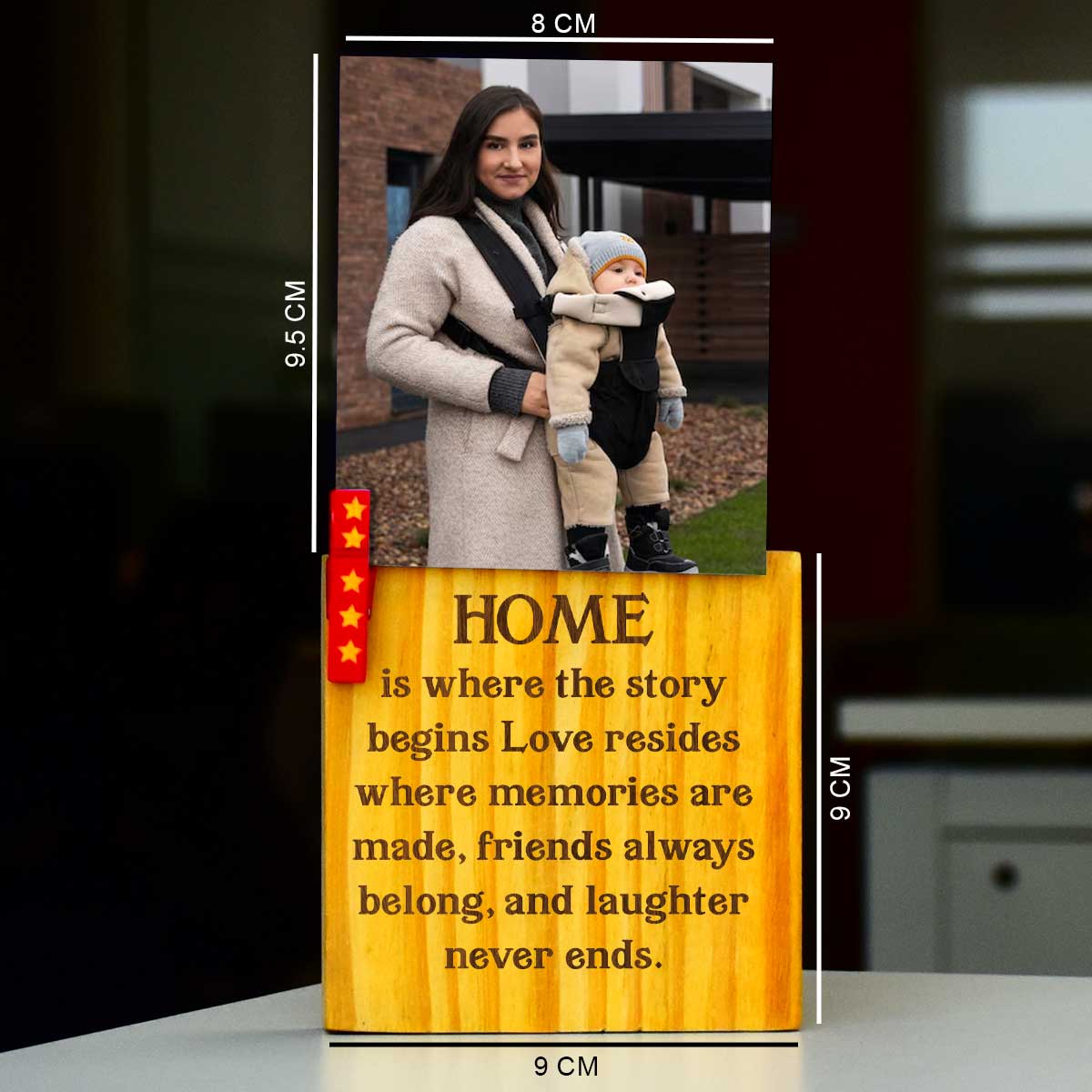 Customized Home Is Where The Story Begins Wooden Block With Photo Gift For Family, Parents