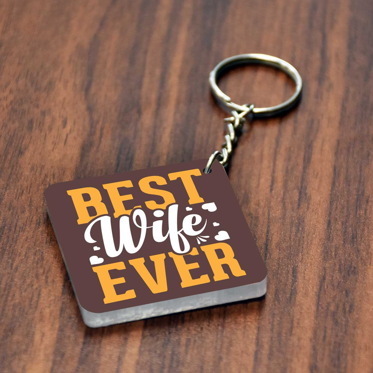 Best Wife Ever Square Metal Keychain Gift For Partner