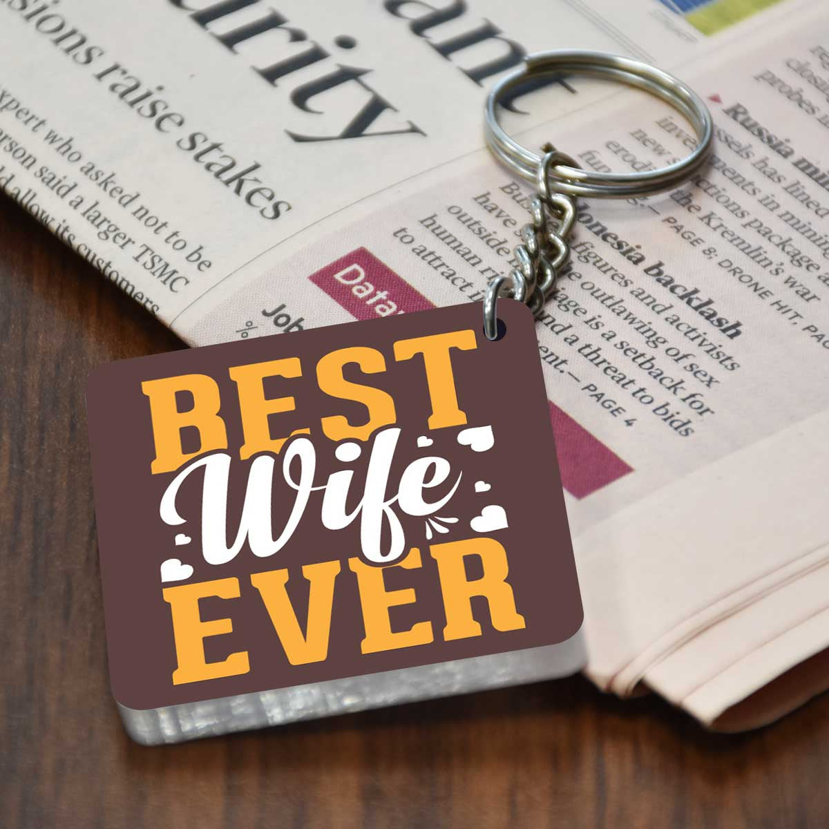 Best Wife Ever Square Metal Keychain Gift For Partner