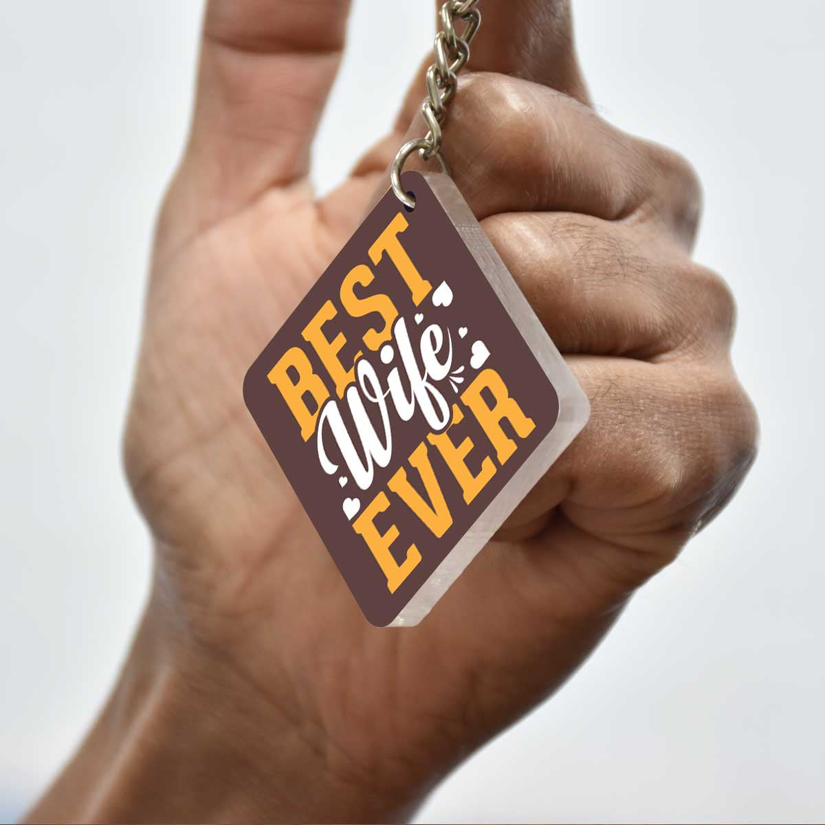 Best Wife Ever Square Metal Keychain Gift For Partner