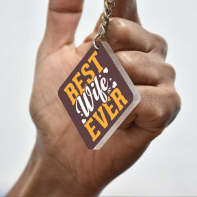 Best Wife Ever Square Metal Keychain Gift For Partner