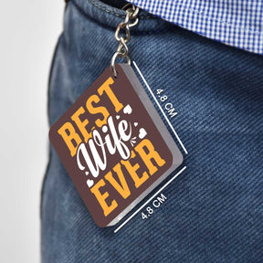 Best Wife Ever Square Metal Keychain Gift For Partner