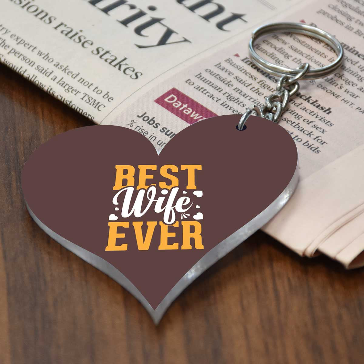 Best Wife Ever Square Metal Keychain Gift For Partner