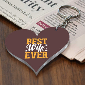 Best Wife Ever Square Metal Keychain Gift For Partner