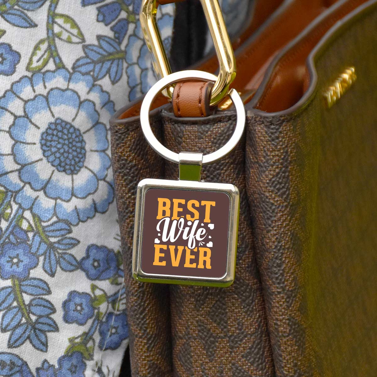 Best Wife Ever Square Metal Keychain Gift For Partner