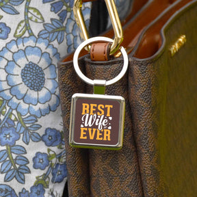 Best Wife Ever Square Metal Keychain Gift For Partner