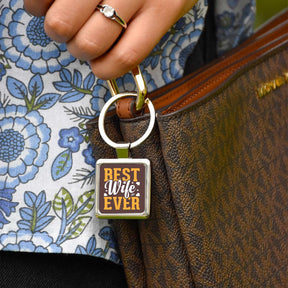 Best Wife Ever Square Metal Keychain Gift For Partner