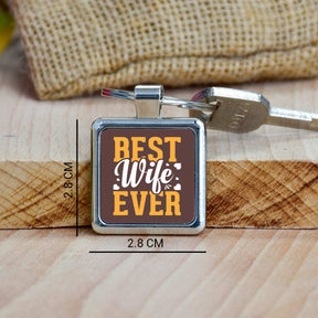 Best Wife Ever Square Metal Keychain Gift For Partner