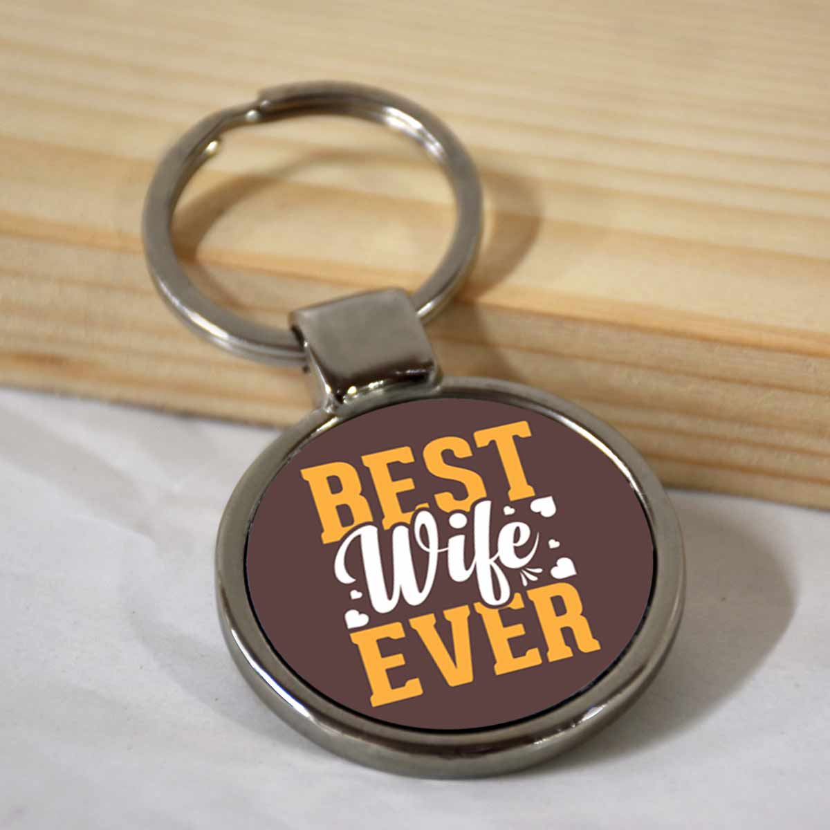 Best Wife Ever Square Metal Keychain Gift For Partner