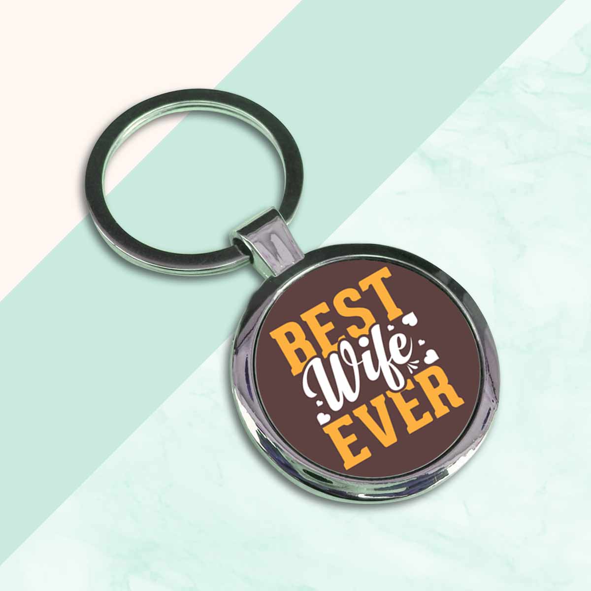 Best Wife Ever Square Metal Keychain Gift For Partner