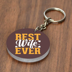 Best Wife Ever Square Metal Keychain Gift For Partner