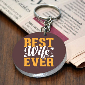 Best Wife Ever Square Metal Keychain Gift For Partner