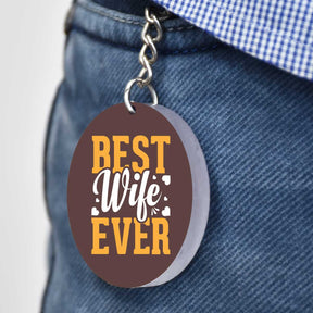 Best Wife Ever Square Metal Keychain Gift For Partner