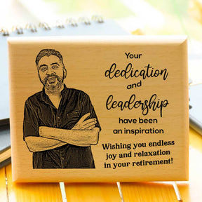 Customized Dedication & Leadership Engraved Wooden Photo Frame Retirement Gift
