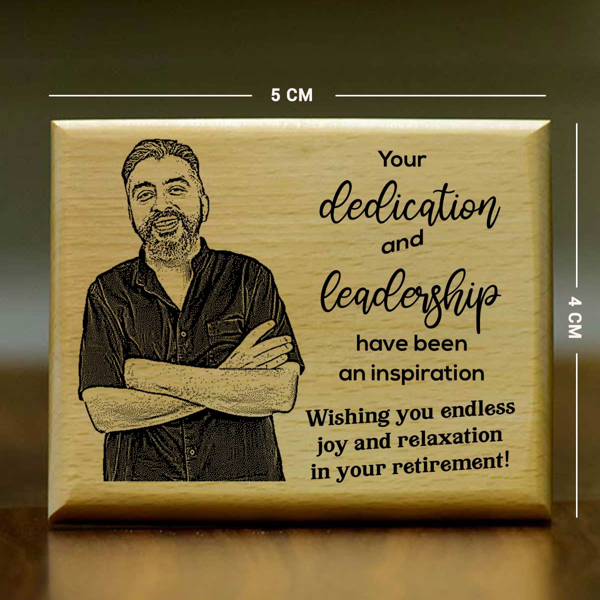 Customized Dedication & Leadership Engraved Wooden Photo Frame Retirement Gift