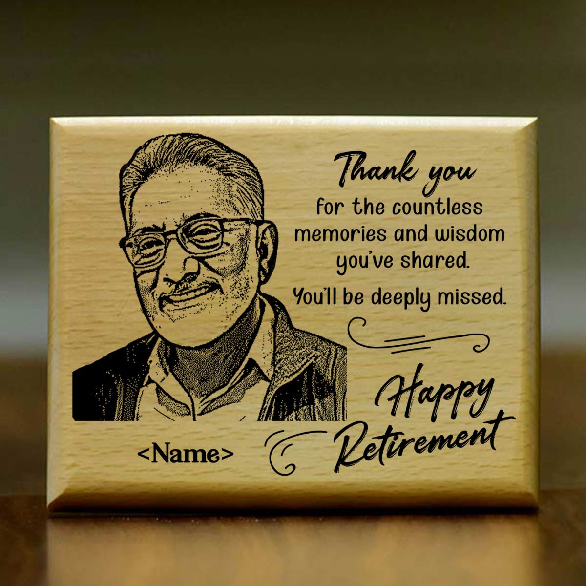 Personalized Thank You For Memories Engraved Wooden Photo Frame Gift For Retirement