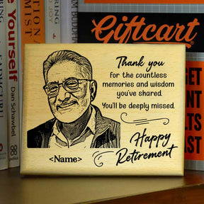 Personalized Thank You For Memories Engraved Wooden Photo Frame Gift For Retirement