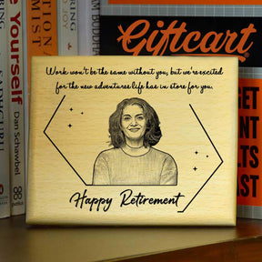Customized Happy Retirement Engraved Wooden Photo Frame Gift For Retirement