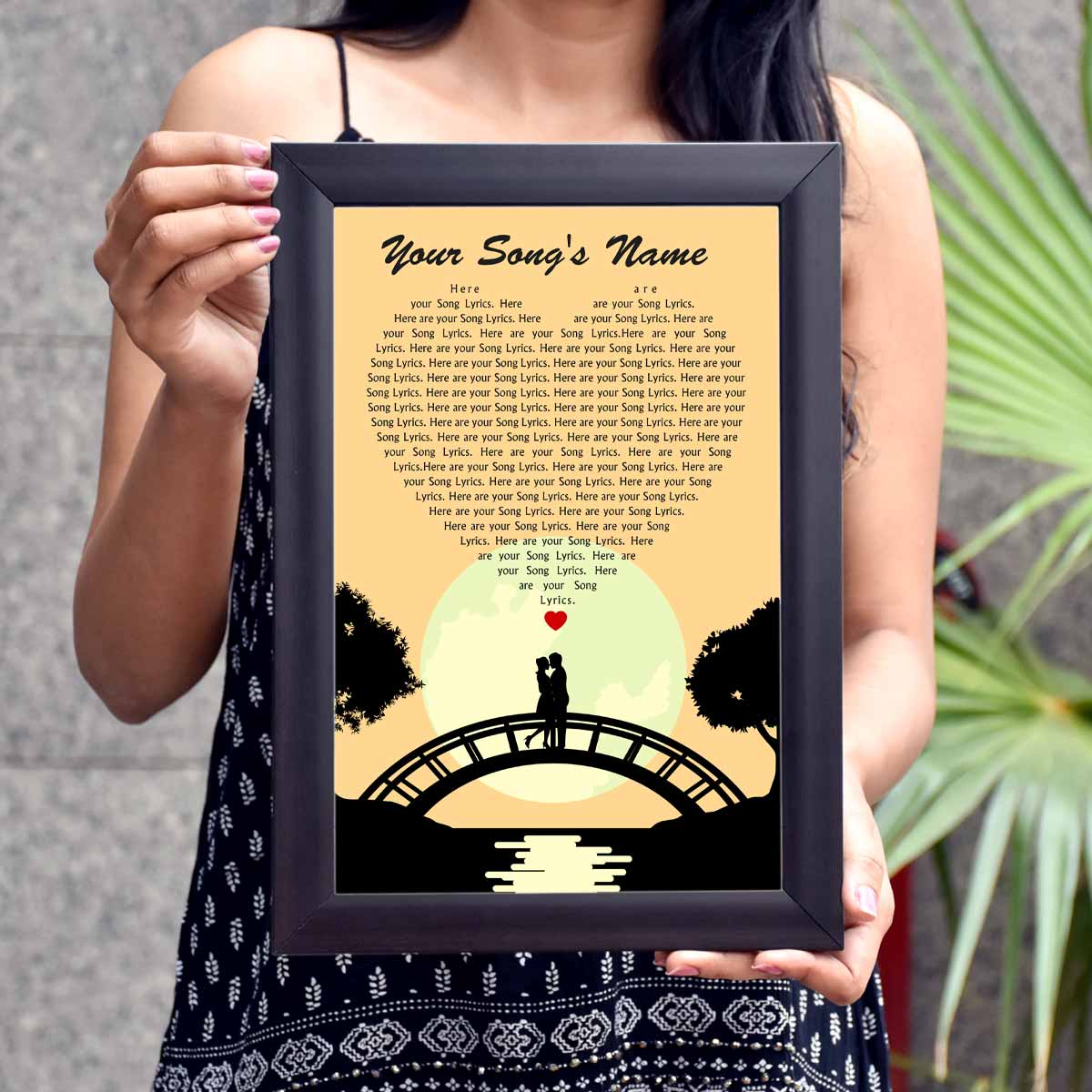 Our Song – Heart-Shaped Lyrics Frame with Romantic Silhouette