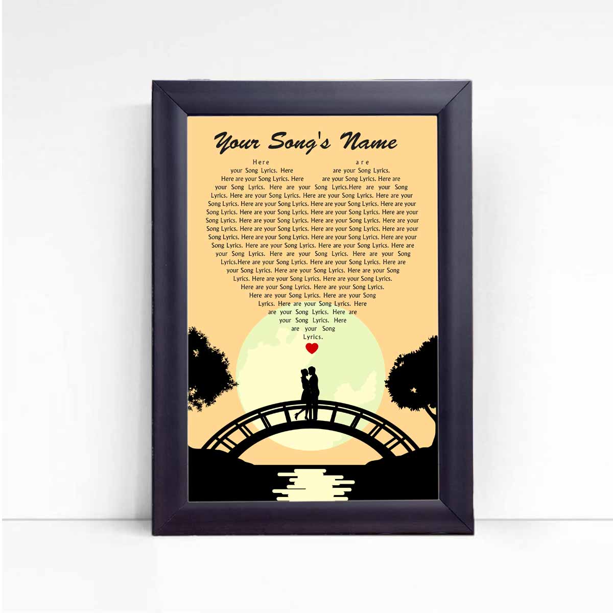 Our Song – Heart-Shaped Lyrics Frame with Romantic Silhouette