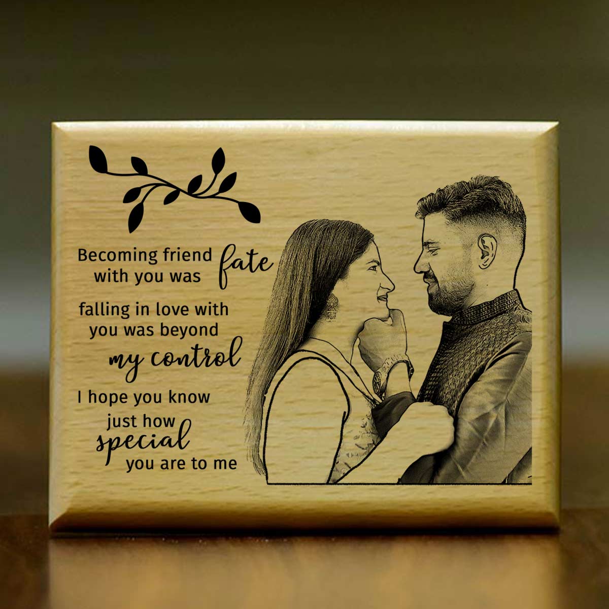 Customized Beyond My Control Engraved Wooden Photo Frame Gift For Couple
