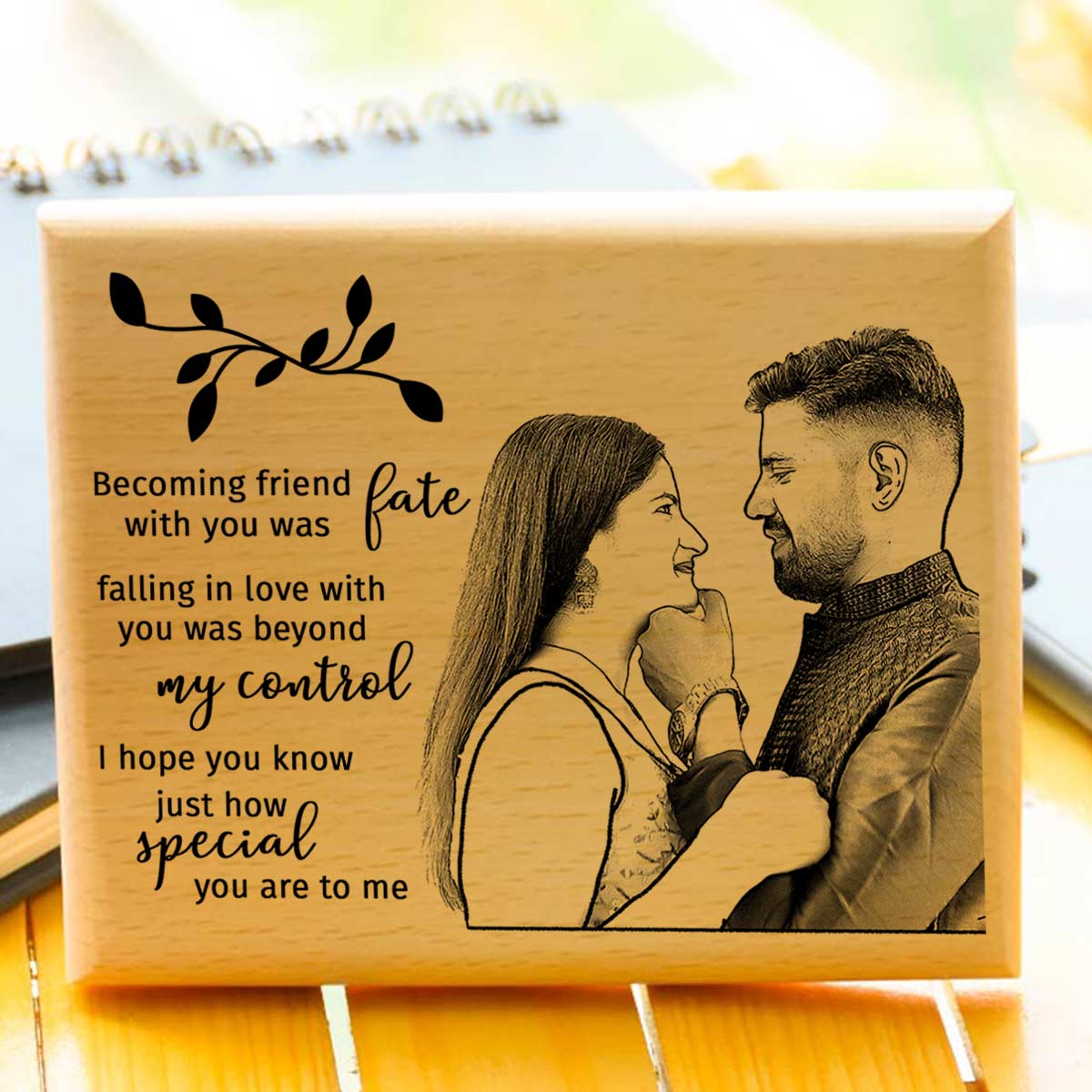 Customized Beyond My Control Engraved Wooden Photo Frame Gift For Couple