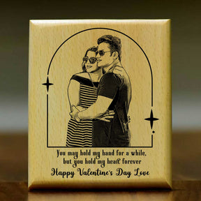 Personalized Happy Valentine's Day Love Engraved Wooden Photo Frame Gift For Couple