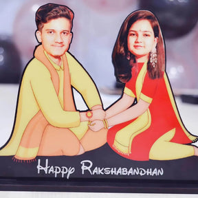 Personalised Brother Sister Photo Caricature for Raksha Bandhan