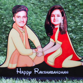 Personalised Brother Sister Photo Caricature for Raksha Bandhan