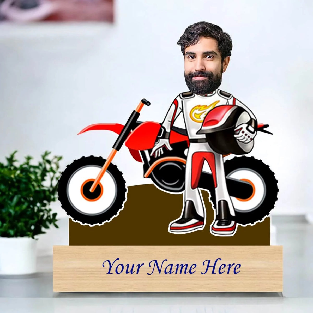 Personalized Caricature for Mountain Bike Lover with Custom Name