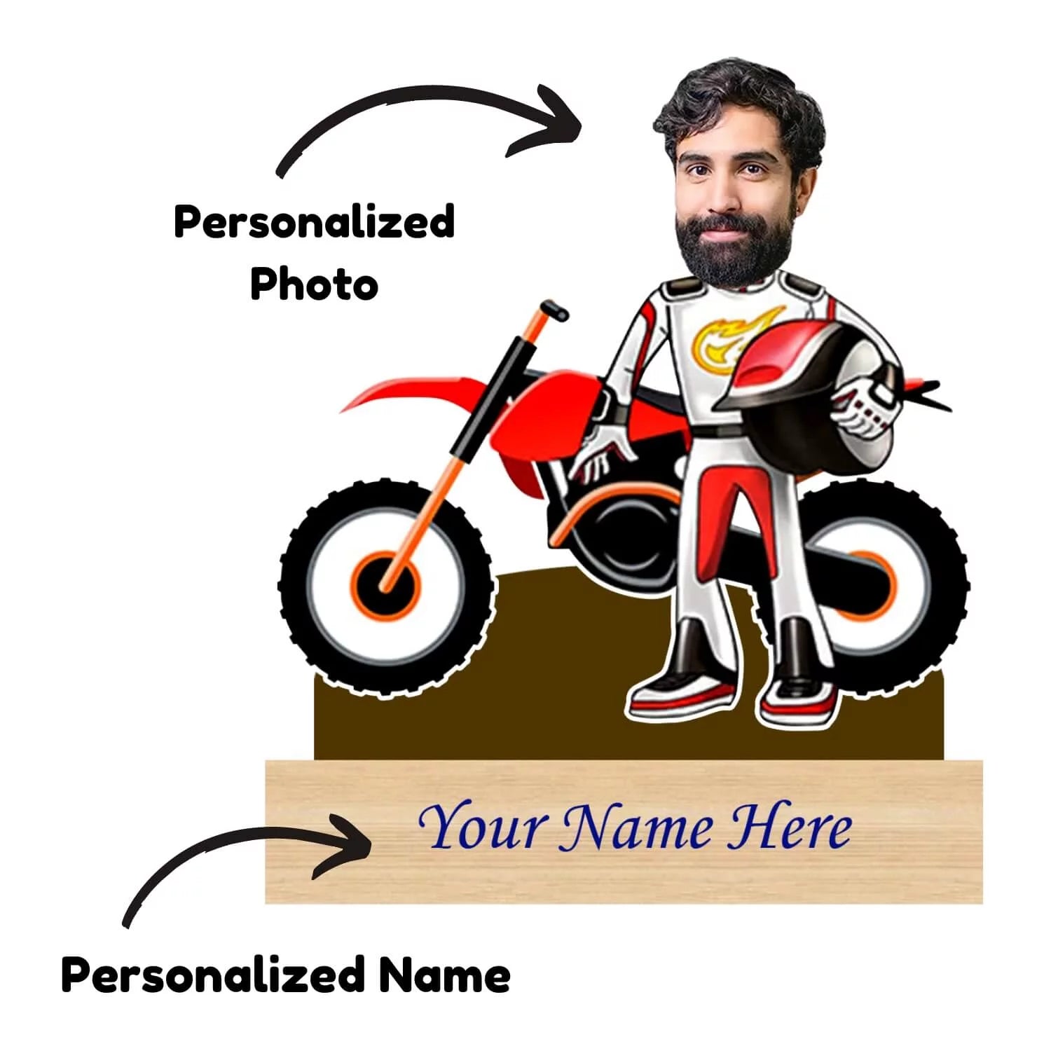 Personalized Caricature for Mountain Bike Lover with Custom Name