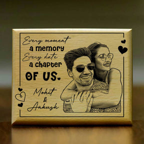 Every Moment, Every Chapter – Personalized Wooden Engraved Photo frame