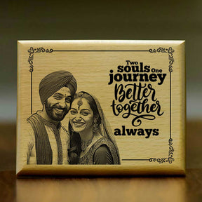 Two Souls, One Journey – Personalized Wooden Engraved Plaque