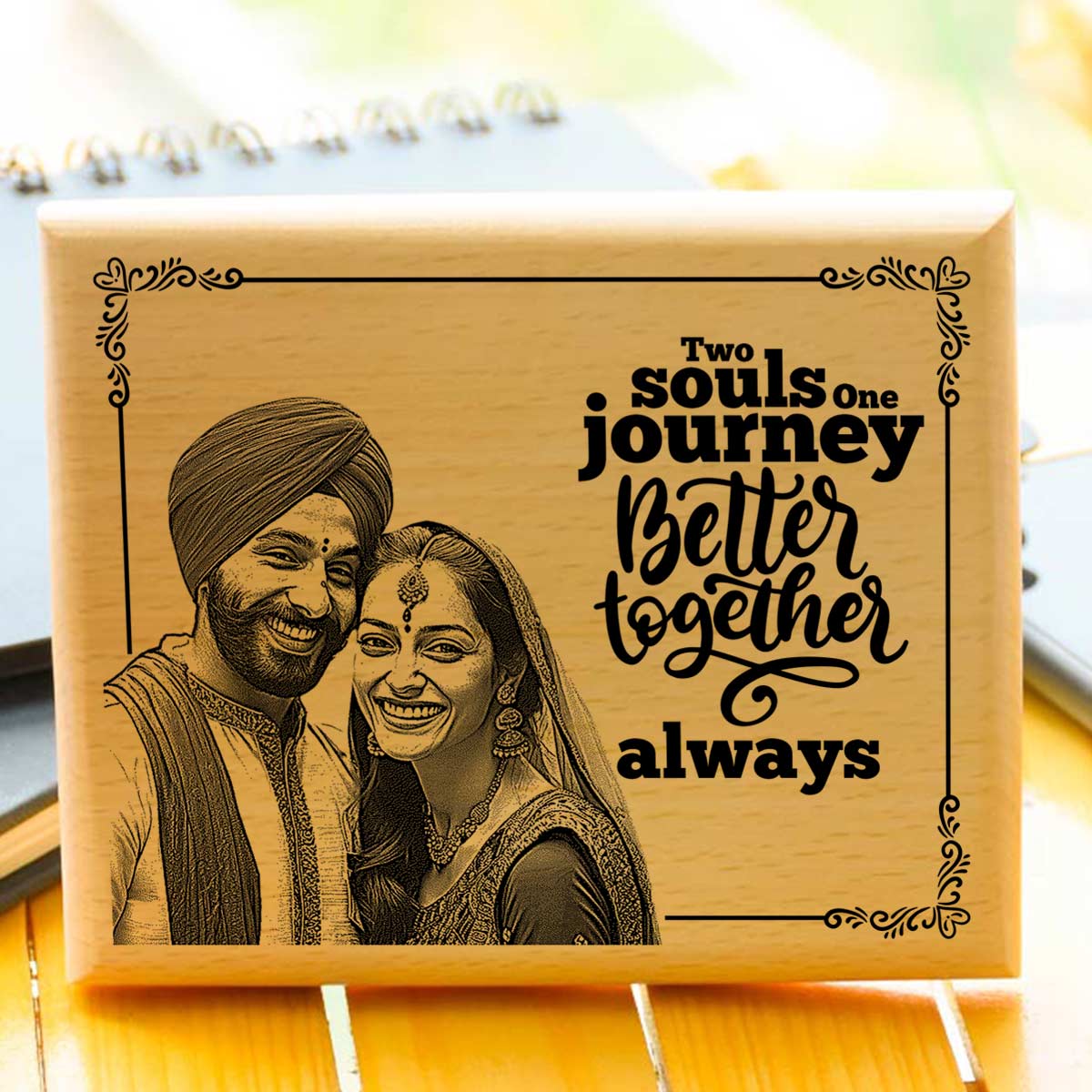 Two Souls, One Journey – Personalized Wooden Engraved Plaque