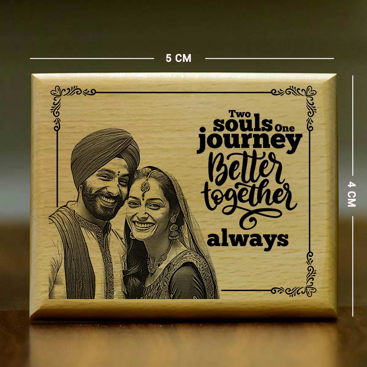 Two Souls, One Journey – Personalized Wooden Engraved Plaque