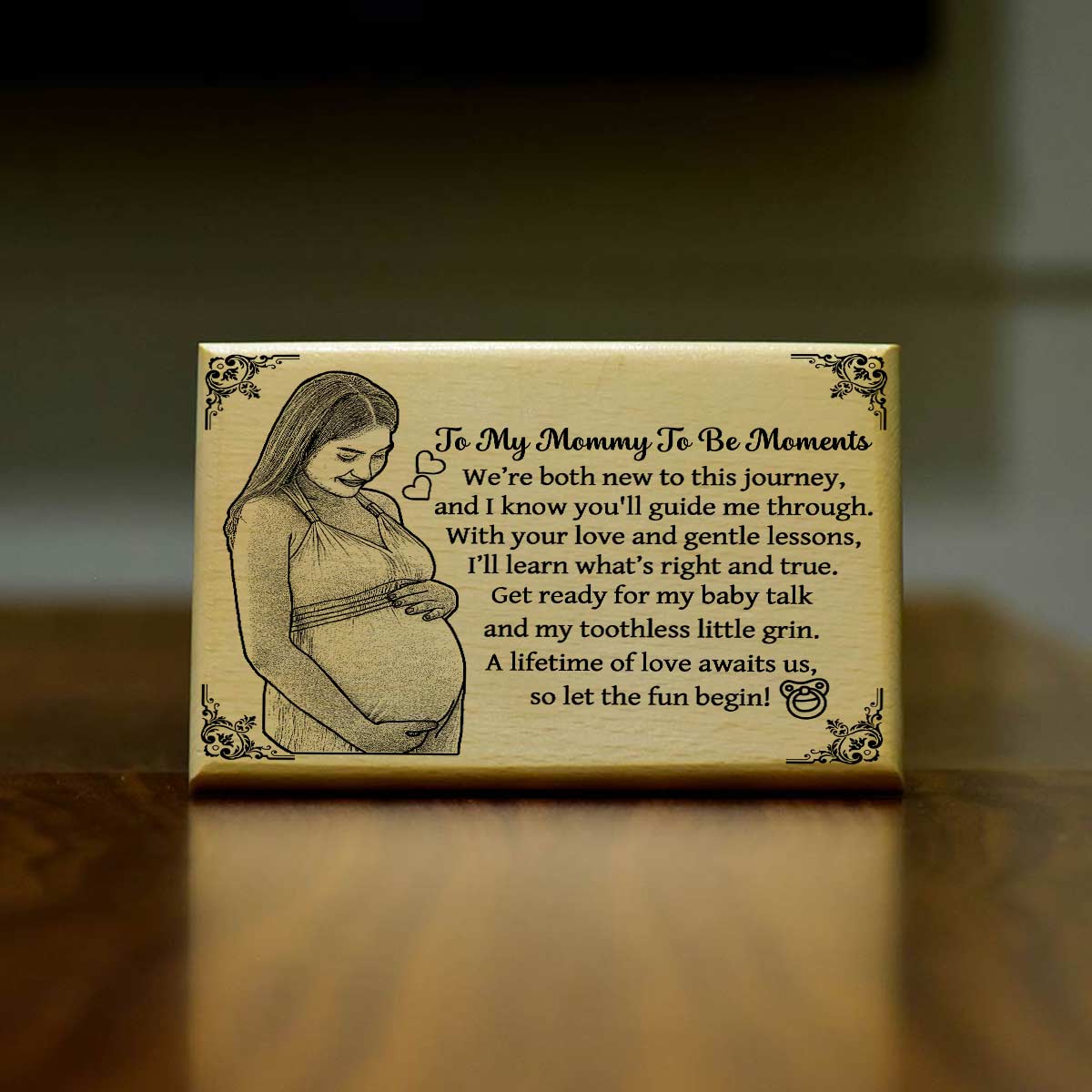 Personalized Wooden Engraved Photo Frame – A Message from Baby to Mom