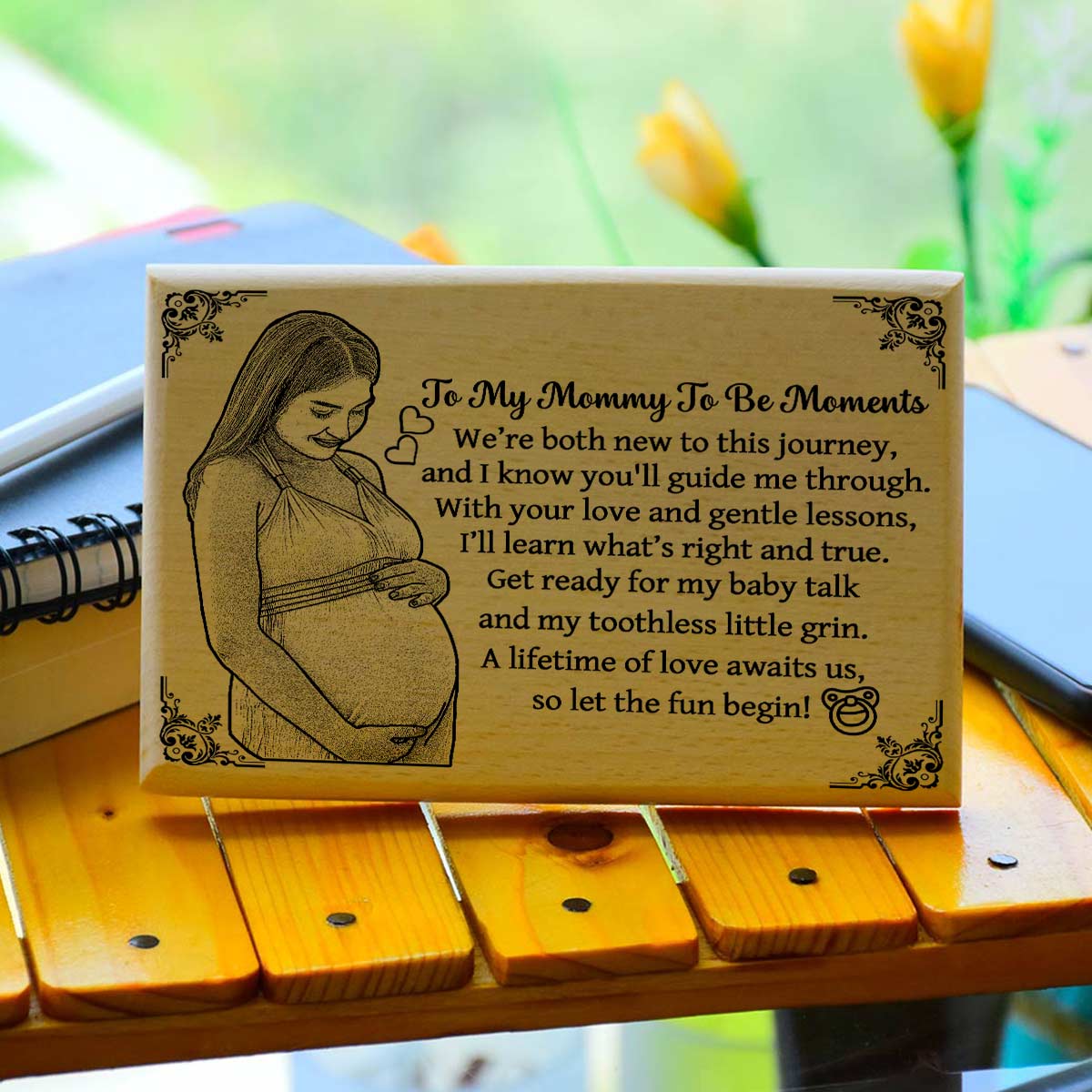 Personalized Wooden Engraved Photo Frame – A Message from Baby to Mom