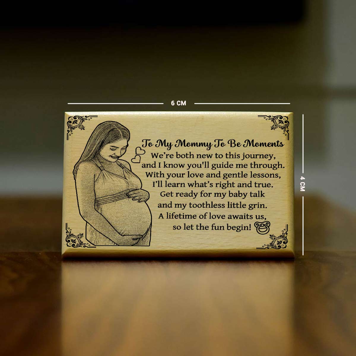 Personalized Wooden Engraved Photo Frame – A Message from Baby to Mom