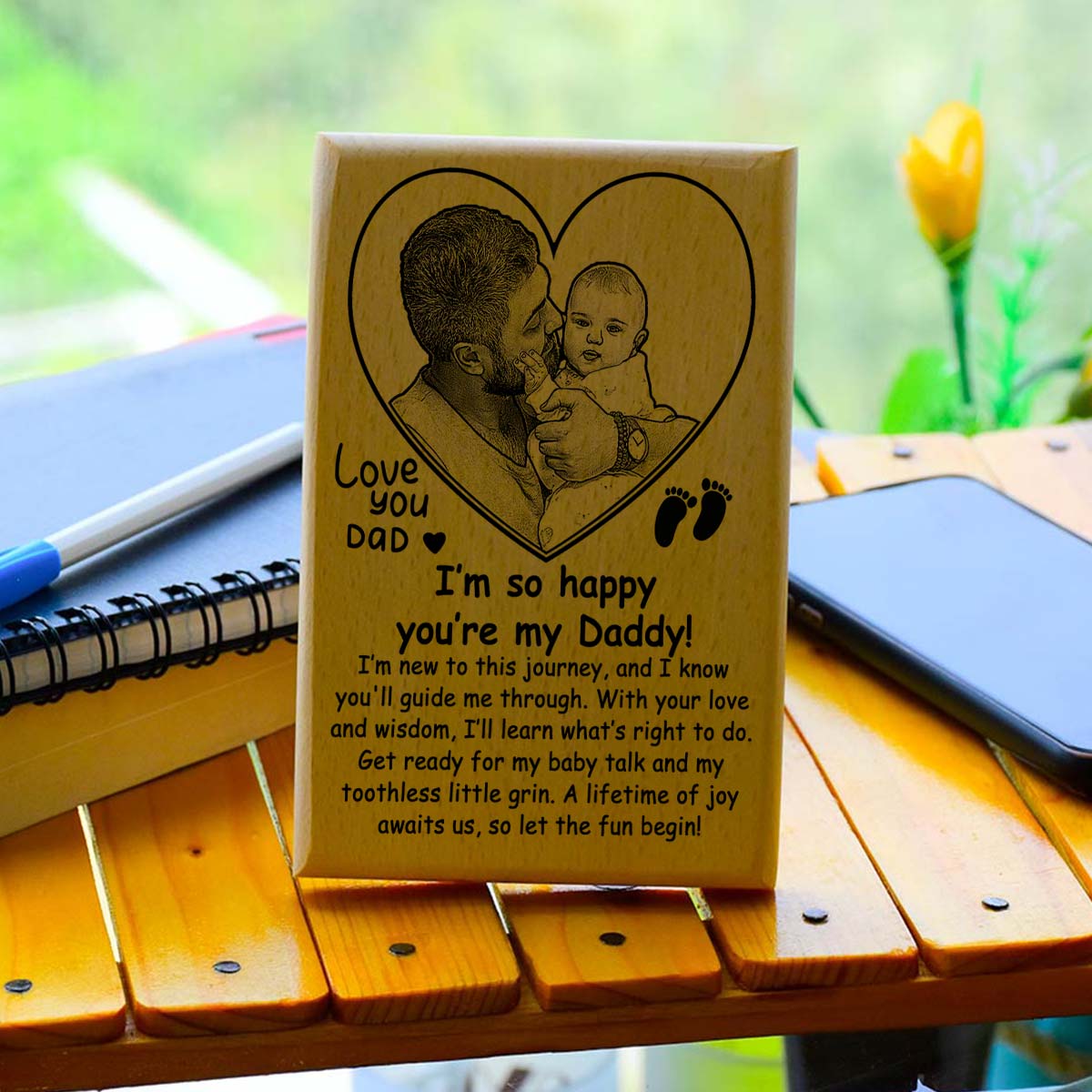 Personalised Wooden Engraved Plaque – A Message from Baby
