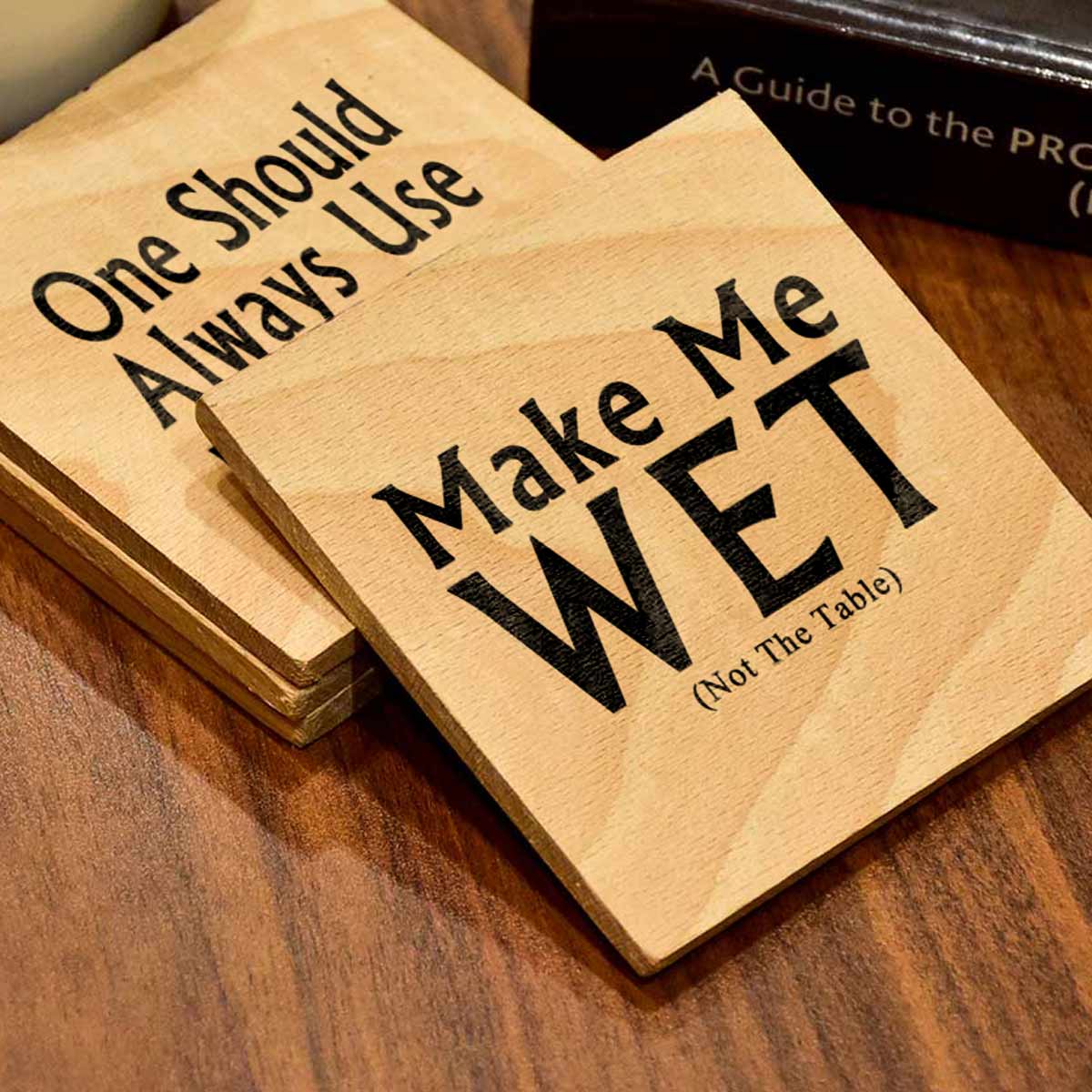 Fun & Naughty Conversation Starters Set of 4  Engraved Wood Coasters