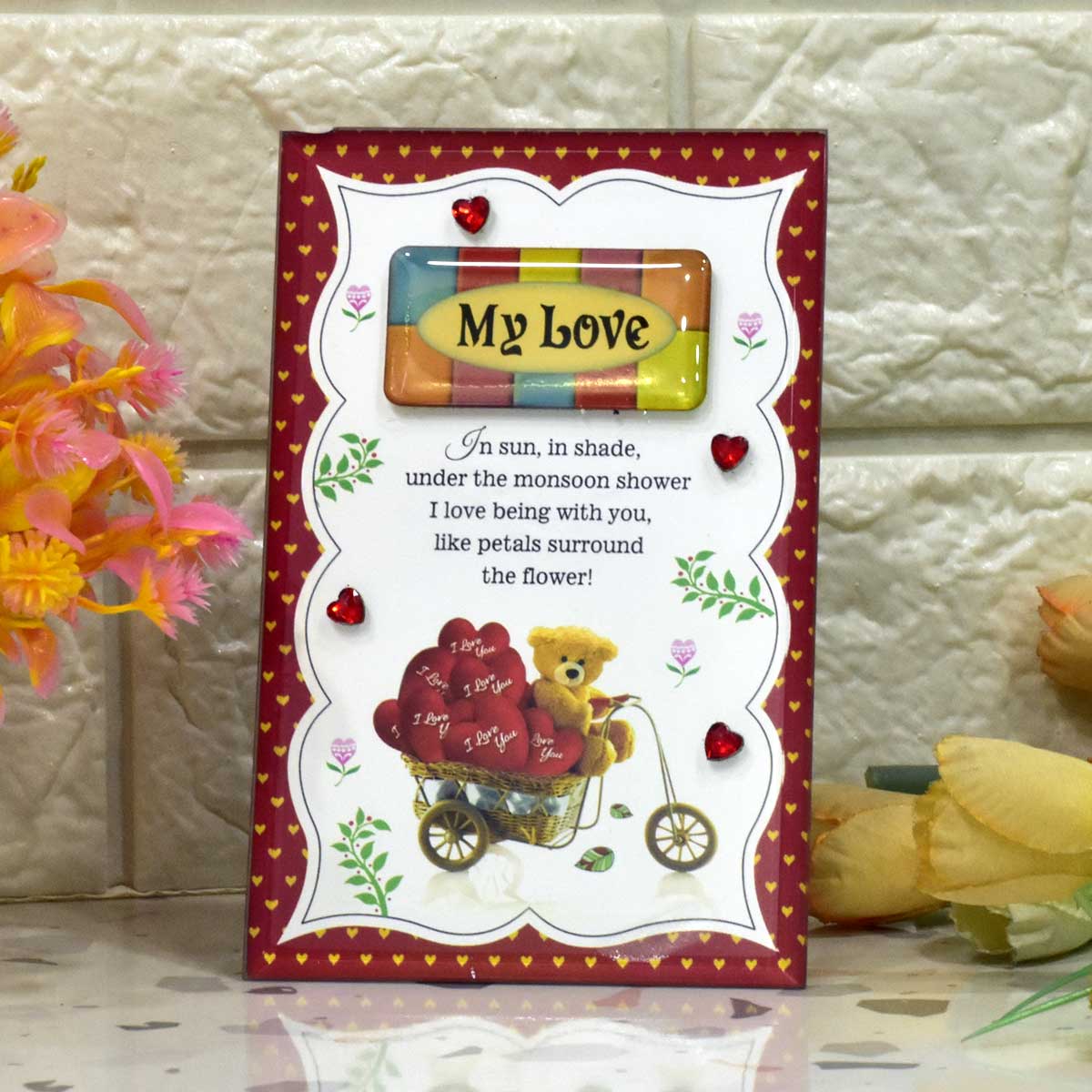 Glass Photo Keepsake with Cute Love Poem