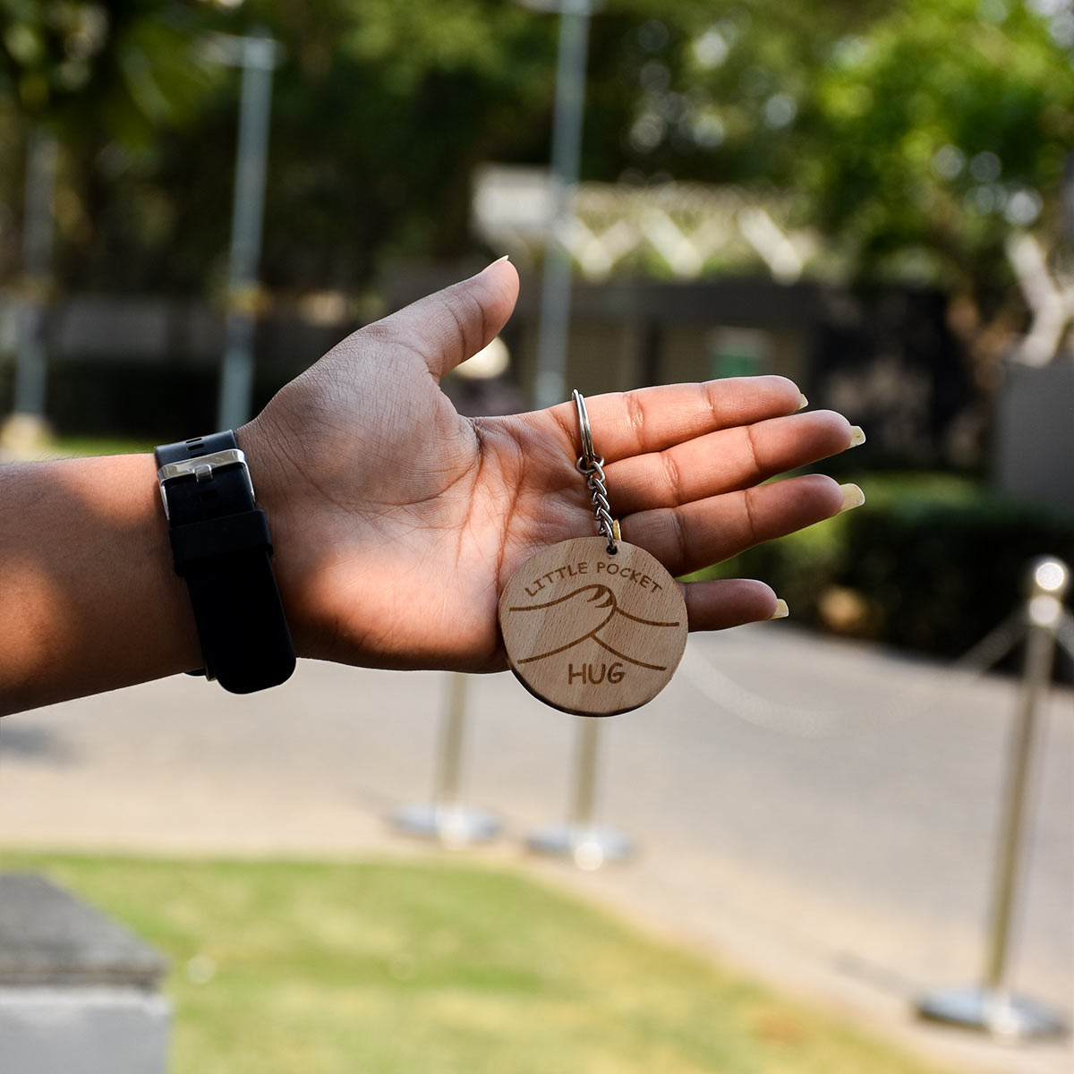 Little Pocket Hug Engraved Wooden Keychain